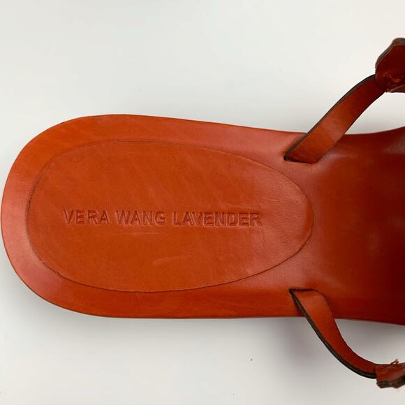 Vera Wang Lavender Sandals Orange Leather Thong Laser Cut Women’s 8.5 - Picture 5 of 9